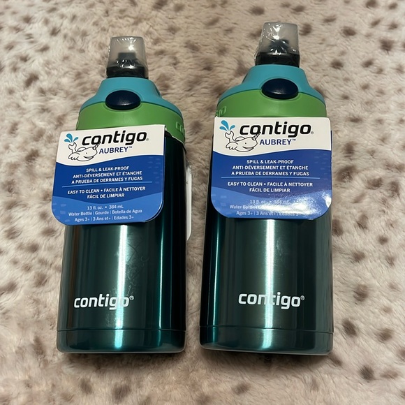 NWT Set of 2 metal Contigo Aubrey water bottles blue and green 13 oz - Picture 2 of 4